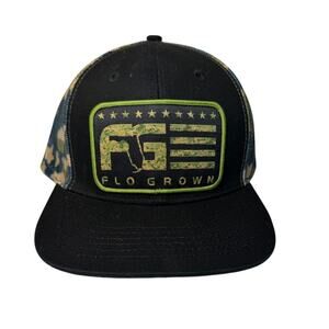 FloGrown Florida Camo Trucker Snapback Hat – Black/Green – One Size